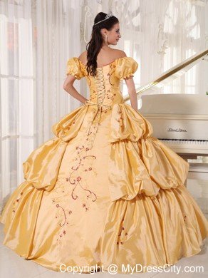 short gold quinceanera dresses