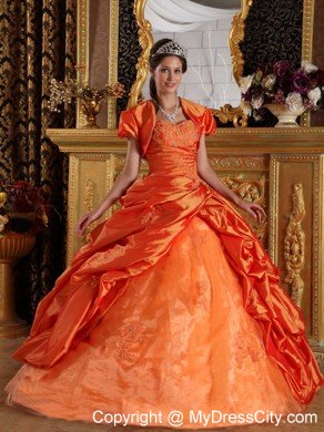 Sweetheart Pick Ups 2013 Orange Quinceanera Dress with Jacket