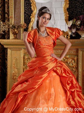 Sweetheart Pick Ups 2013 Orange Quinceanera Dress with Jacket