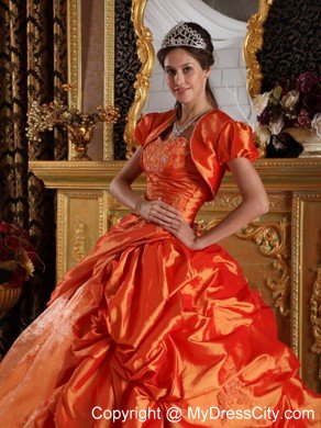 Sweetheart Pick Ups 2013 Orange Quinceanera Dress with Jacket