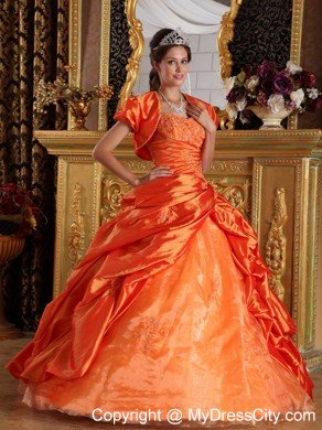 Sweetheart Pick Ups 2013 Orange Quinceanera Dress with Jacket