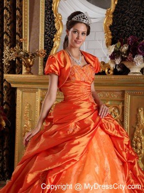 Sweetheart Pick Ups 2013 Orange Quinceanera Dress with Jacket