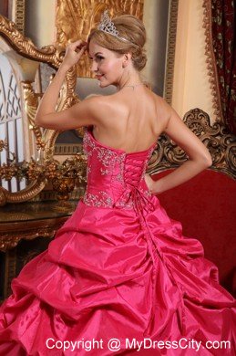 Taffeta Embroidery with Beading Sweetheart 2013 Hot Pink Quinceanera Dress