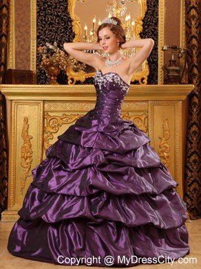 Sweetheart Ruching Pick Ups 2013 Purple Quinceanera Party Dress