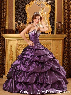 Sweetheart Ruching Pick Ups 2013 Purple Quinceanera Party Dress