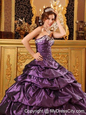 Sweetheart Ruching Pick Ups 2013 Purple Quinceanera Party Dress