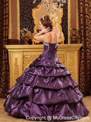 Sweetheart Ruching Pick Ups 2013 Purple Quinceanera Party Dress