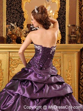 Sweetheart Ruching Pick Ups 2013 Purple Quinceanera Party Dress