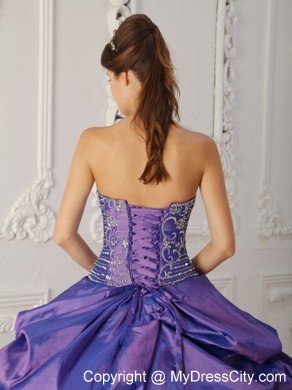 Strapless Taffeta Embroidery and Beading Purple Quinceanera Dress