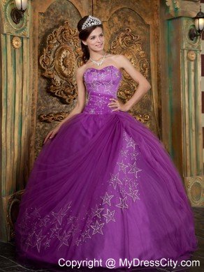 Custom Made Sweetheart Embroidery Purple Quinceanera Dress