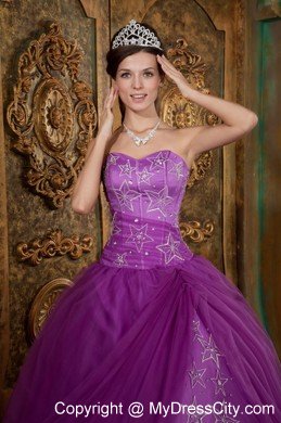 Custom Made Sweetheart Embroidery Purple Quinceanera Dress