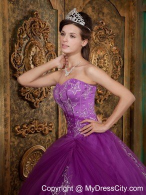 Custom Made Sweetheart Embroidery Purple Quinceanera Dress