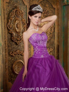 Custom Made Sweetheart Embroidery Purple Quinceanera Dress