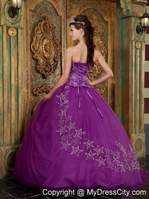 Custom Made Sweetheart Embroidery Purple Quinceanera Dress