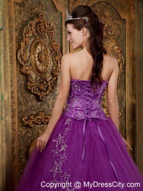 Custom Made Sweetheart Embroidery Purple Quinceanera Dress