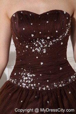 Sweetheart Tulle Beading Brown Sweet 15 16 Birthday Dress