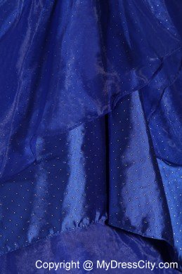 One Shoulder Organza Beading Royal Blue Quinceanera Gowns