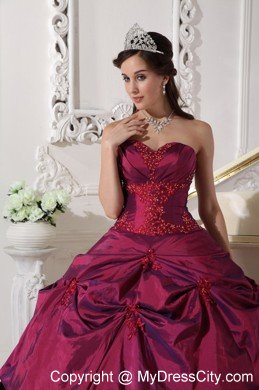 Ruched Taffeta Sweetheart Beading Dress for Quinceanera 2013