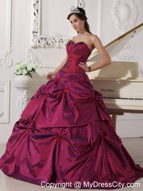 Ruched Taffeta Sweetheart Beading Dress for Quinceanera 2013