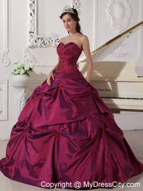 Ruched Taffeta Sweetheart Beading Dress for Quinceanera 2013