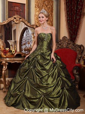 Olive Green Sweetheart Taffeta Beading Quinceanera Dresses