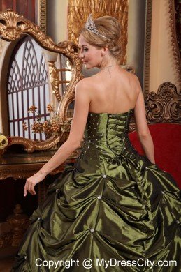 Olive Green Sweetheart Taffeta Beading Quinceanera Dresses