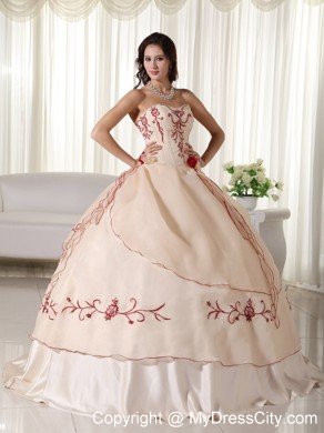 Custom Size Sweetheart Organza Embroidery Quinceanera Dress