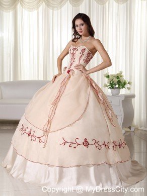 Custom Size Sweetheart Organza Embroidery Quinceanera Dress