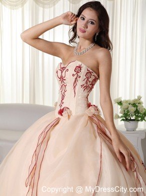 Custom Size Sweetheart Organza Embroidery Quinceanera Dress