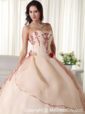 Custom Size Sweetheart Organza Embroidery Quinceanera Dress