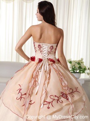 Custom Size Sweetheart Organza Embroidery Quinceanera Dress