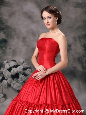 Tailor Made Ruched Strapless Red Quinceanera Party Dress