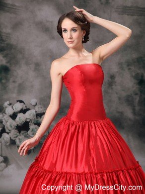 Tailor Made Ruched Strapless Red Quinceanera Party Dress