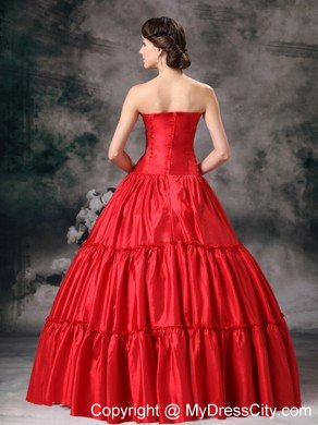 Tailor Made Ruched Strapless Red Quinceanera Party Dress