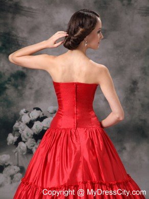 Tailor Made Ruched Strapless Red Quinceanera Party Dress