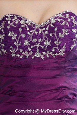 Sweetheart Ruching Purple Quinceanera Dress with Beading and Appliques