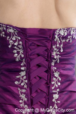 Sweetheart Ruching Purple Quinceanera Dress with Beading and Appliques