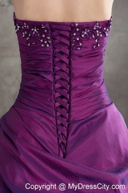 Taffeta and Organza Grape Quanceanera Dress with Appliques