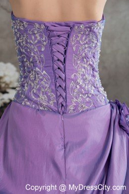 2013 New Style Ruffles Handmade Flowers Purple Quinceanera Gown