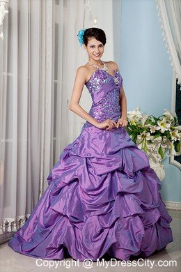 Lavender Sweetheart Taffeta Sequins Quinceanera Dress with Pick Ups