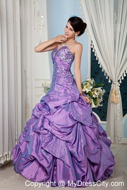 Lavender Sweetheart Taffeta Sequins Quinceanera Dress with Pick Ups