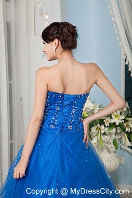 Custom Size Beading Strapless Blue Dress for a Quinceanera Party