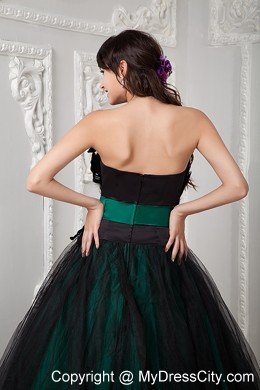 Elegant Strapless Tulle Beading and Feather Dress for Quince