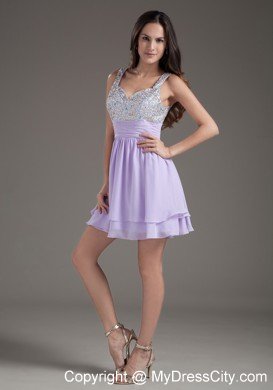 2013 Short Lavender Mini-length Chiffon Prom Dress for Girls