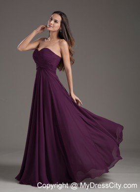 2013 Chiffon Empire Ruches Dark Purple Dress for Prom