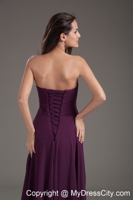 2013 Chiffon Empire Ruches Dark Purple Dress for Prom