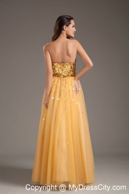 Hot Sale Sweetheart Sequins Gold Prom Dress for Girls
