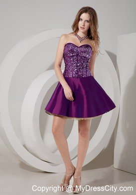 Elegant Purple Cocktail Dress A-line Sweetheart Mini-length