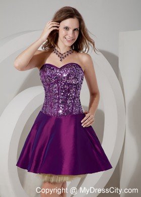 Elegant Purple Cocktail Dress A-line Sweetheart Mini-length