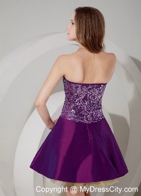 Elegant Purple Cocktail Dress A-line Sweetheart Mini-length